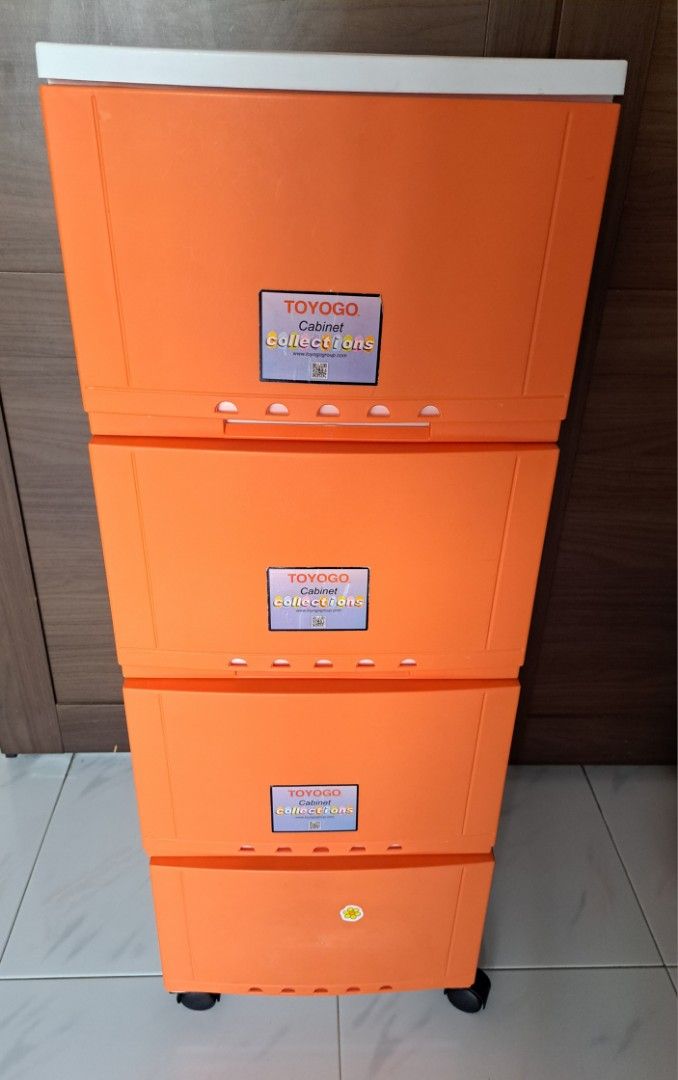Toyogo 4 tiers Plastic Storage Drawers with Wheels, Furniture