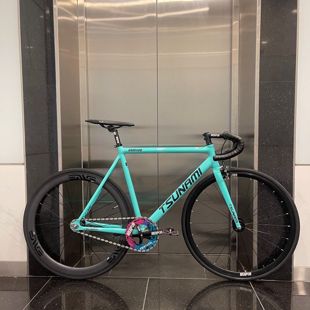 Tsunami fixie bike brand new frame set 330 complete bike 659 single speed Weapon alloy groupset Sports Equipment Bicycles Parts Bicycles on Carousell