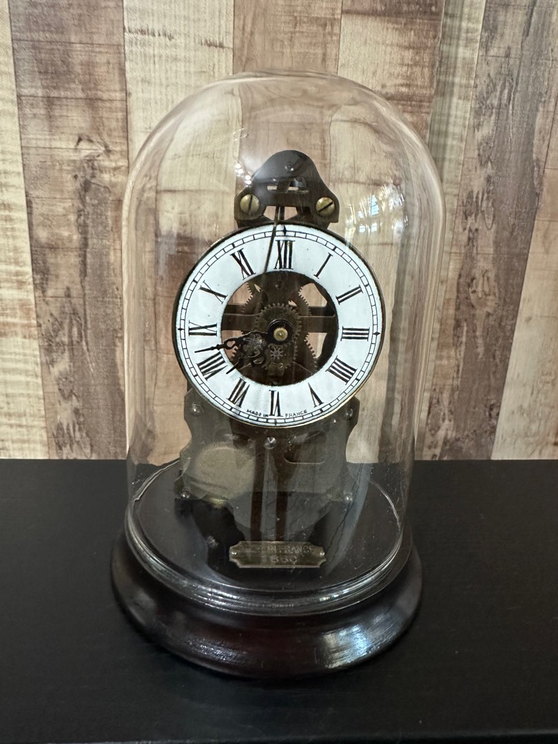 Vintage Skeleton Clock (Glass Dome), Hobbies & Toys, Memorabilia