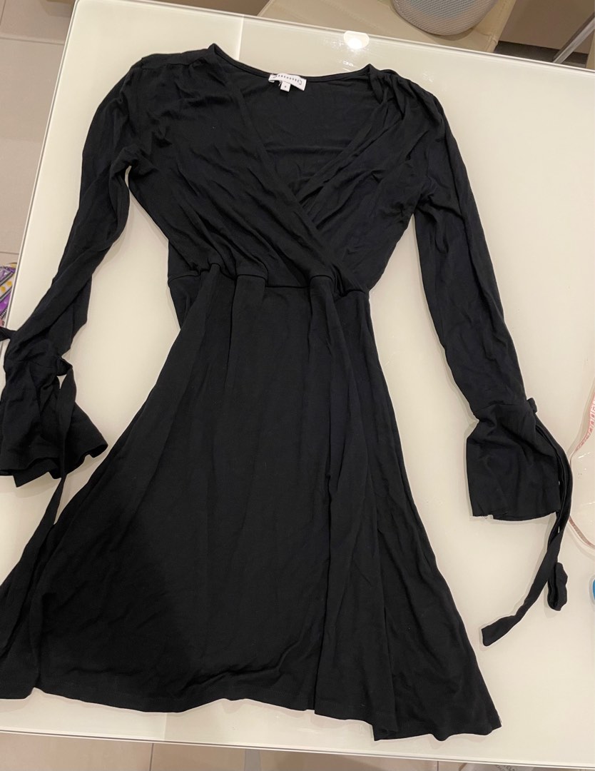 Warehouse black wrap dress cheap