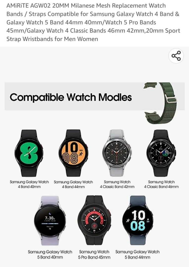 Watch Strap, Nylon Alpine G- Hook Watch Bands Compatible For Samsung Galaxy  Watch 4 & Galaxy