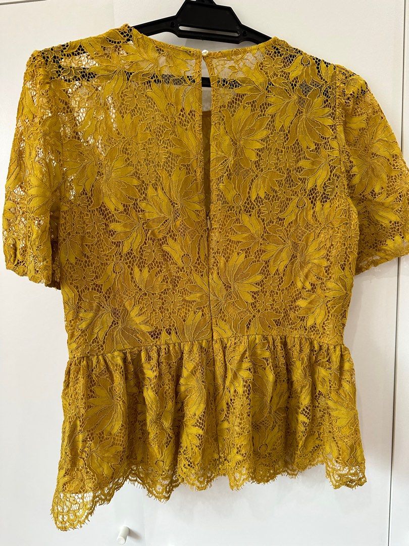 Zara yellow clearance lace top