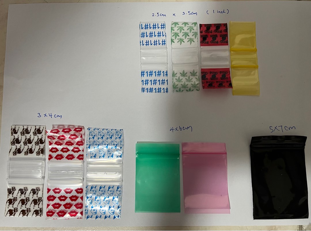 ZIPLOCK BAGS 10 100 PIECES PINK GREEN BLACK COLOUR CUTE PATTERN DESIGN