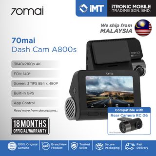 1Year Local 70mai Official Warranty] Xiaomi 70mai Car Dash Cam A400 A800s  A500s 4K 2.5K Car With Rear Camera