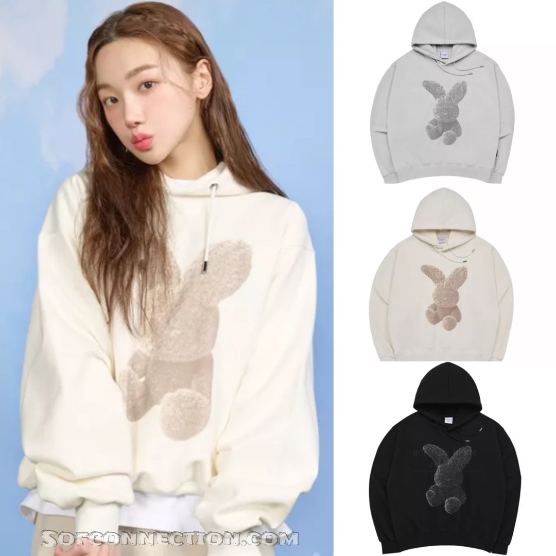 ADLV Black Fuzzy Rabbit Hoodie Women s Fashion Tops Shirts on Carousell