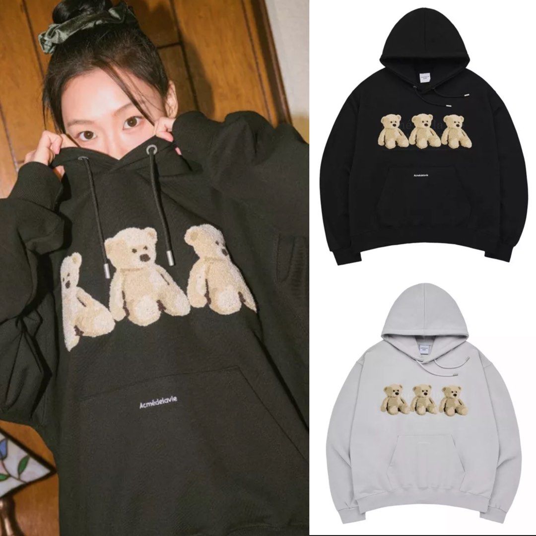 ADLV] Three Boucle Bear Hoodie, Men's Fashion, Coats
