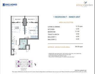 PASALO! Allegra Garden Place SORAYA 1BR 38sqm UNIT 726 FOR SALE in Pasig near BGC