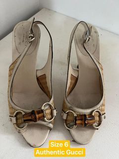 Authentic Gucci Sling Back Bamboo Heels Size 6