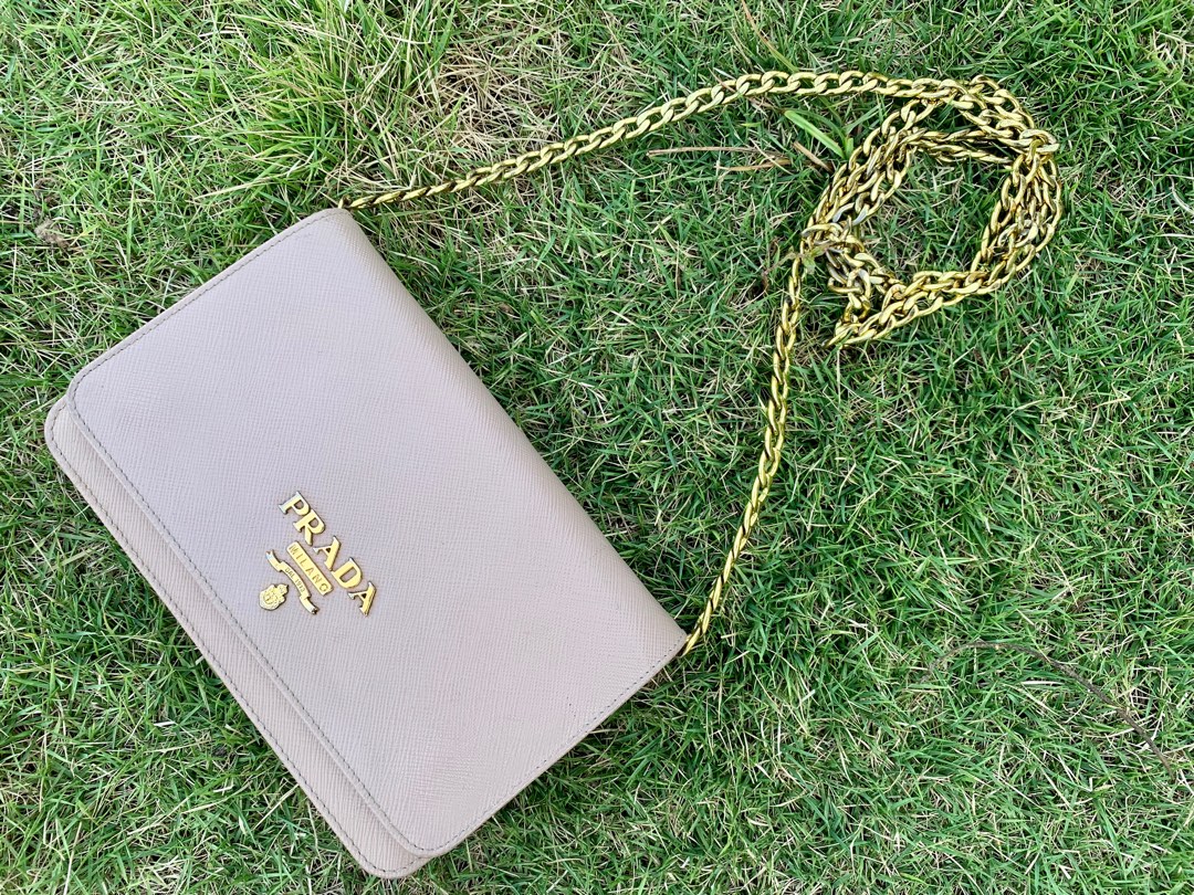 Authentic Prada Saffiano Leather Wallet On Chain Luxury Bags