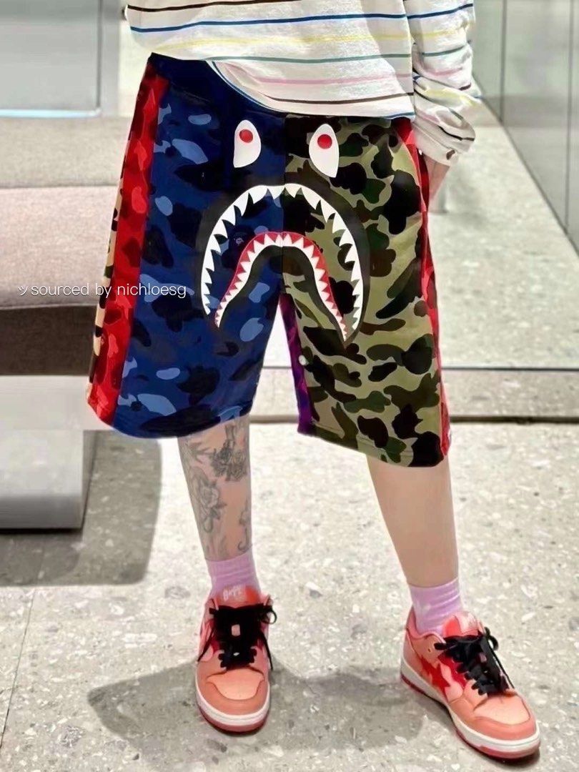 BAPE MIX CAMO CRAZY SWEAT SHORTS Men s Fashion Bottoms Shorts