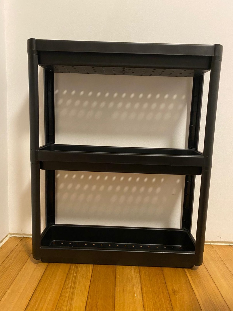 Ikea Veksen Black 3 story shelf, Furniture & Home Living, Furniture ...