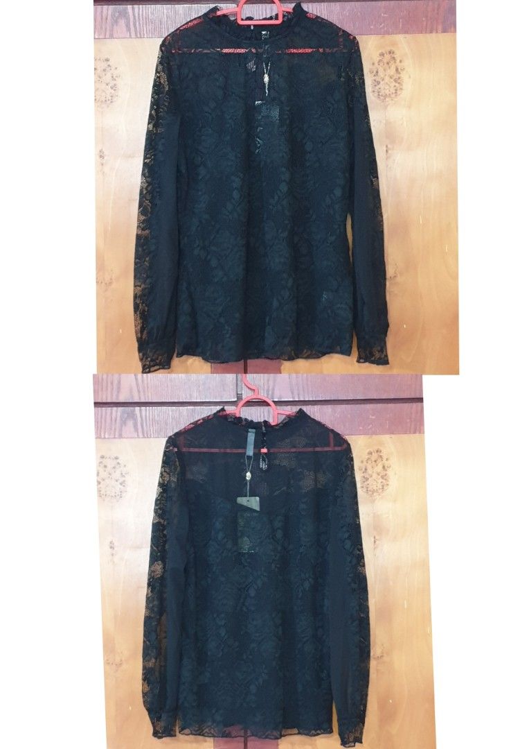 LACY-BLOUSE - BLACK
