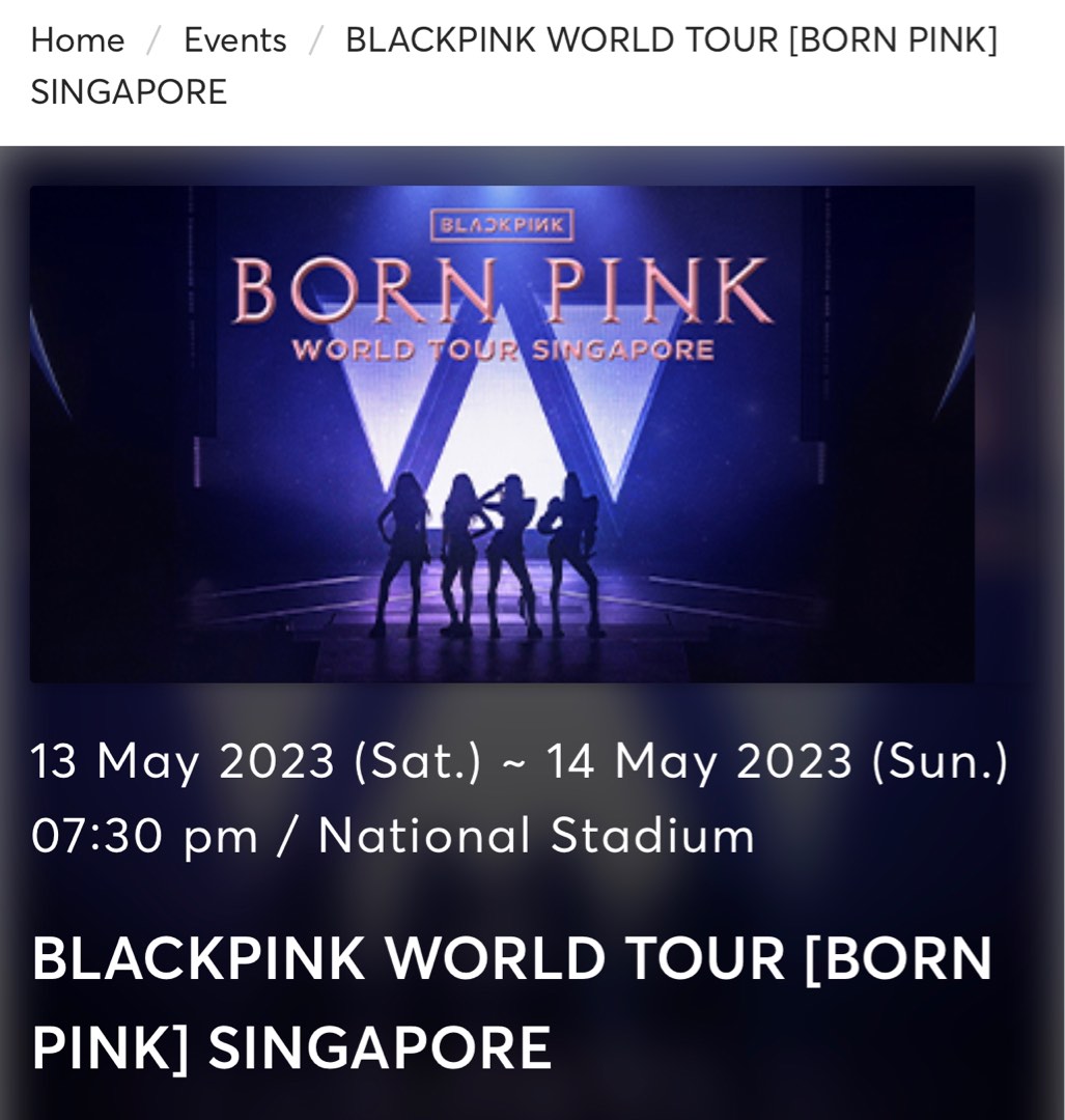 Black pink world tour. Row R 3 tickets, Tickets & Vouchers, Event Tickets on Carousell