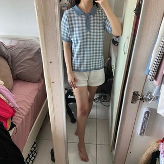 Blue & White Checkered Blouse