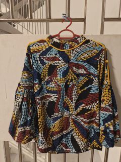 BN long sleeve pattern blue yellow blouse