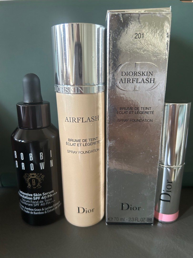 Bobbi brown & Dior bundles (Category: Makeup) located in Manila. Submitted by beautymasters (Listing ID 1228969243, Image 1). Description: Bundle 1 (3,500) - Bobbi brown Intensive skin serum foundation 90% Shade: Warm beige 3.5 - Dior Stick glow blush Limited edition ilang lang nirelease ng dior nito! (used 3x) Shade: Pink - Free: Dior Airflash foundation im not sure Ilang % pa laman since spray siya and di clear ang bottle (used) Shade: 201 Line