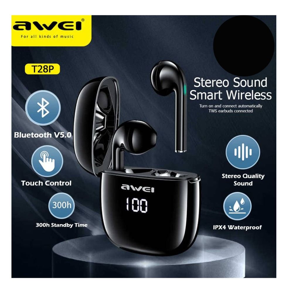 Brand New Awei T28P Bluetooth V5.0 True Wireless Earbuds Same Day Delivery Express Delivery Store Pickup Available