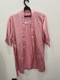 Bridesmaid kimono pink merah muda outer silk