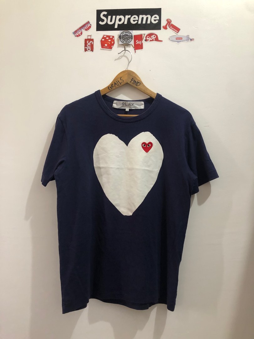 CDG PLAY NAVY BLUE Men s Fashion Tops Sets Tshirts Polo Shirts on Carousell
