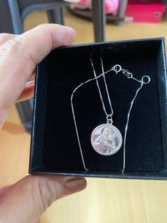 Chain necklace 925 dipped in platinum with pendant