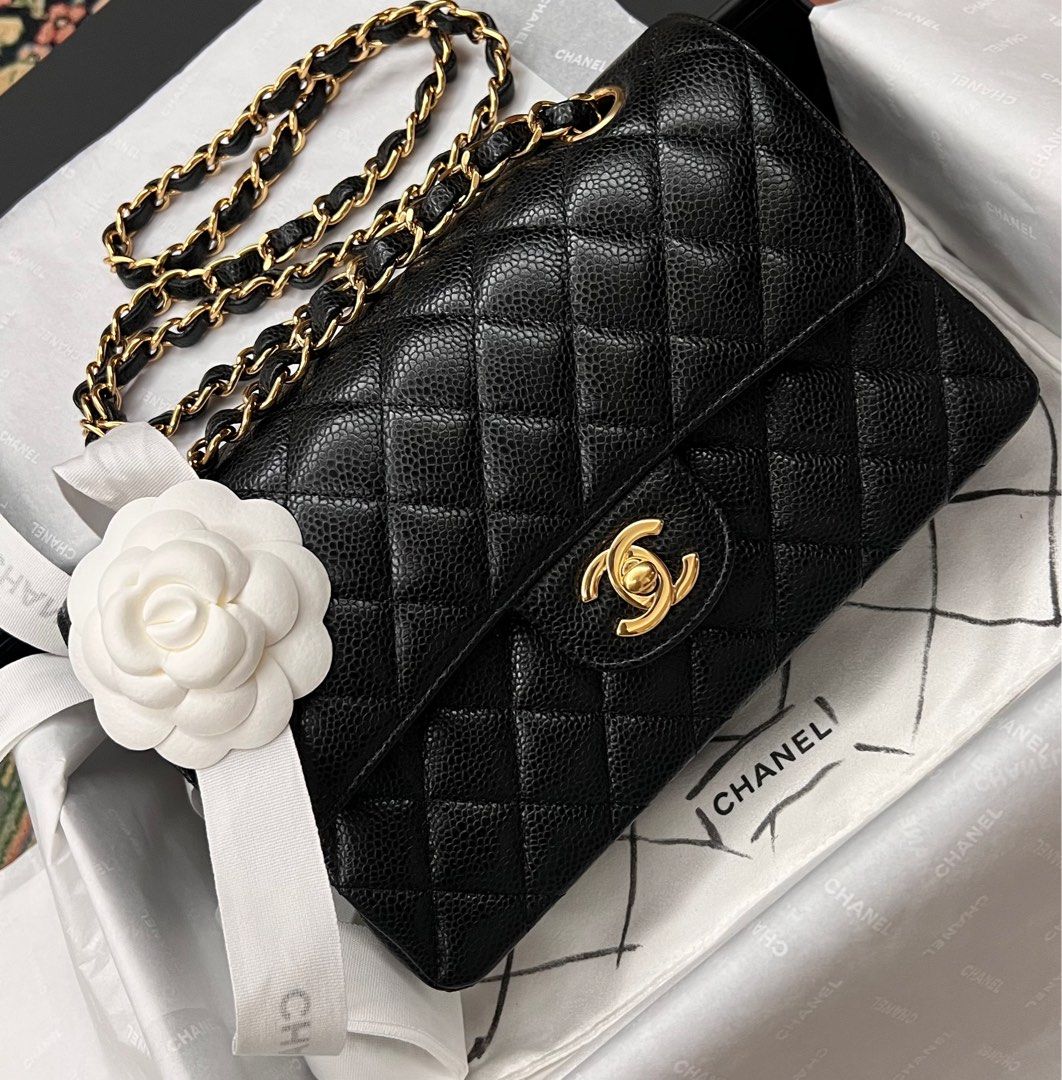Chanel classic small in black caviar ghw, Luxury, Bags & Wallets on  Carousell
