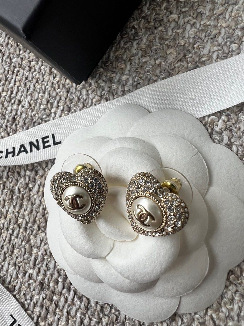CHANEL, Jewelry, Chanel 23k Gold Crystal Cc Logo Large Hoop Earrings New  With Tags Receipt
