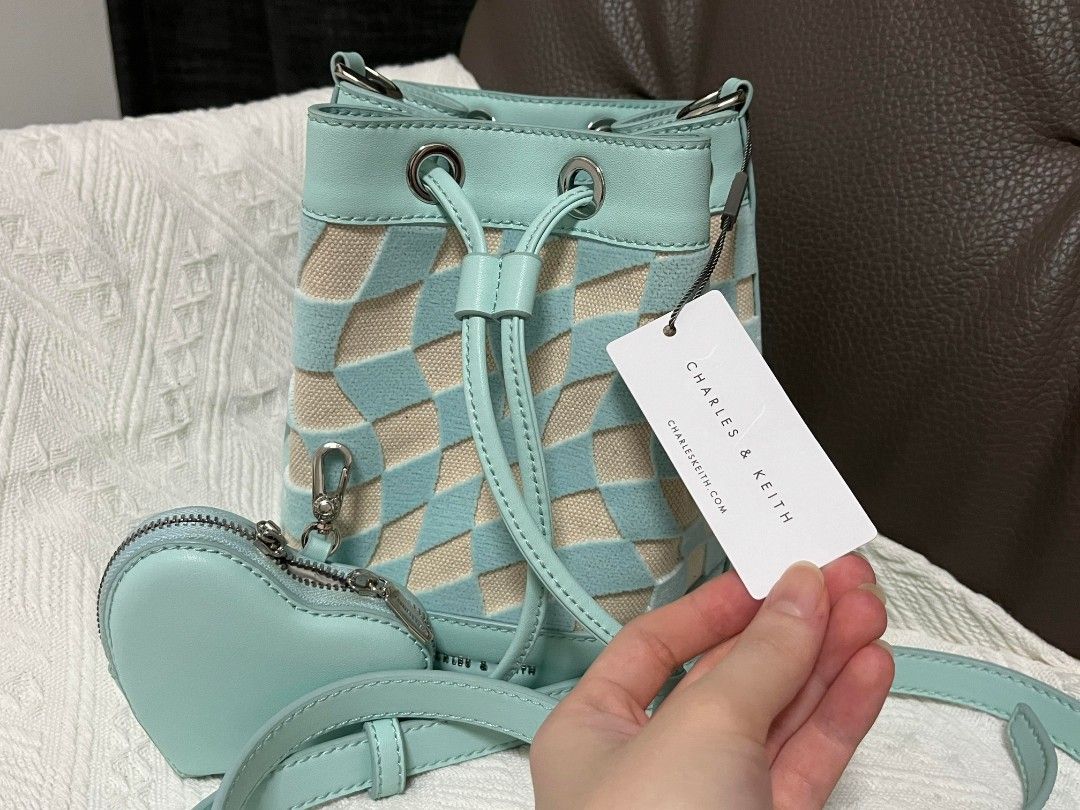 Light Blue Zetta Checkered Bucket Bag - CHARLES & KEITH US