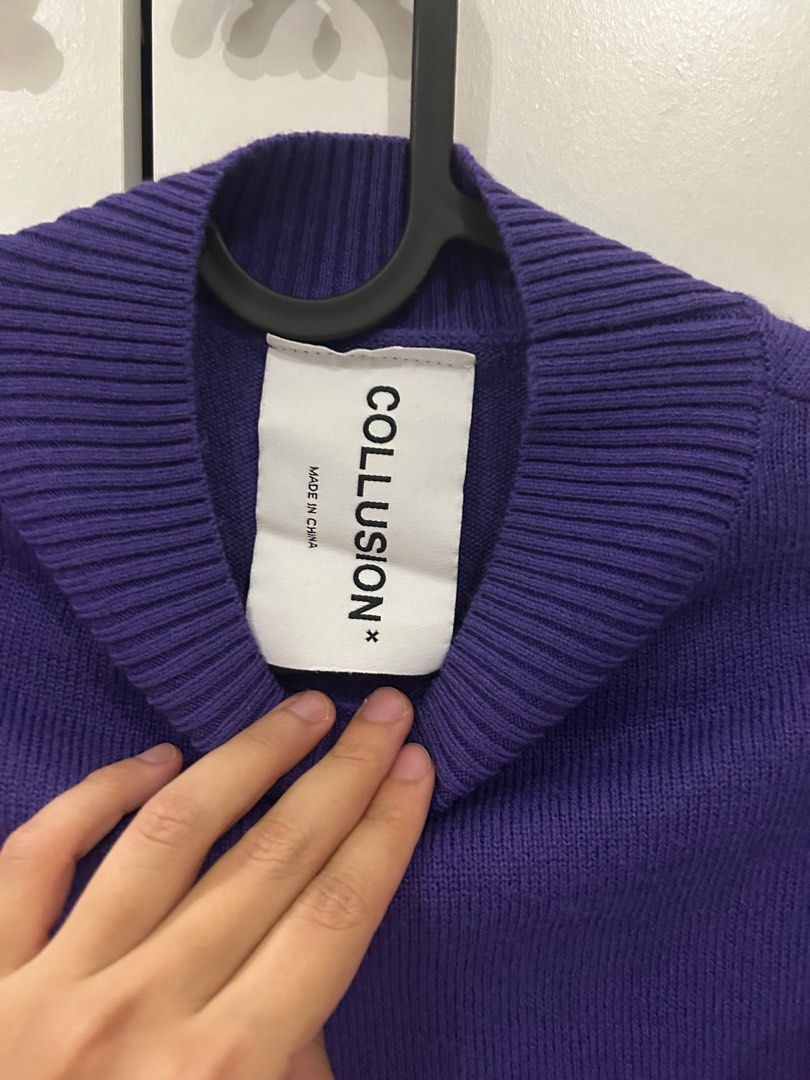 Purple mock neck clearance sweater