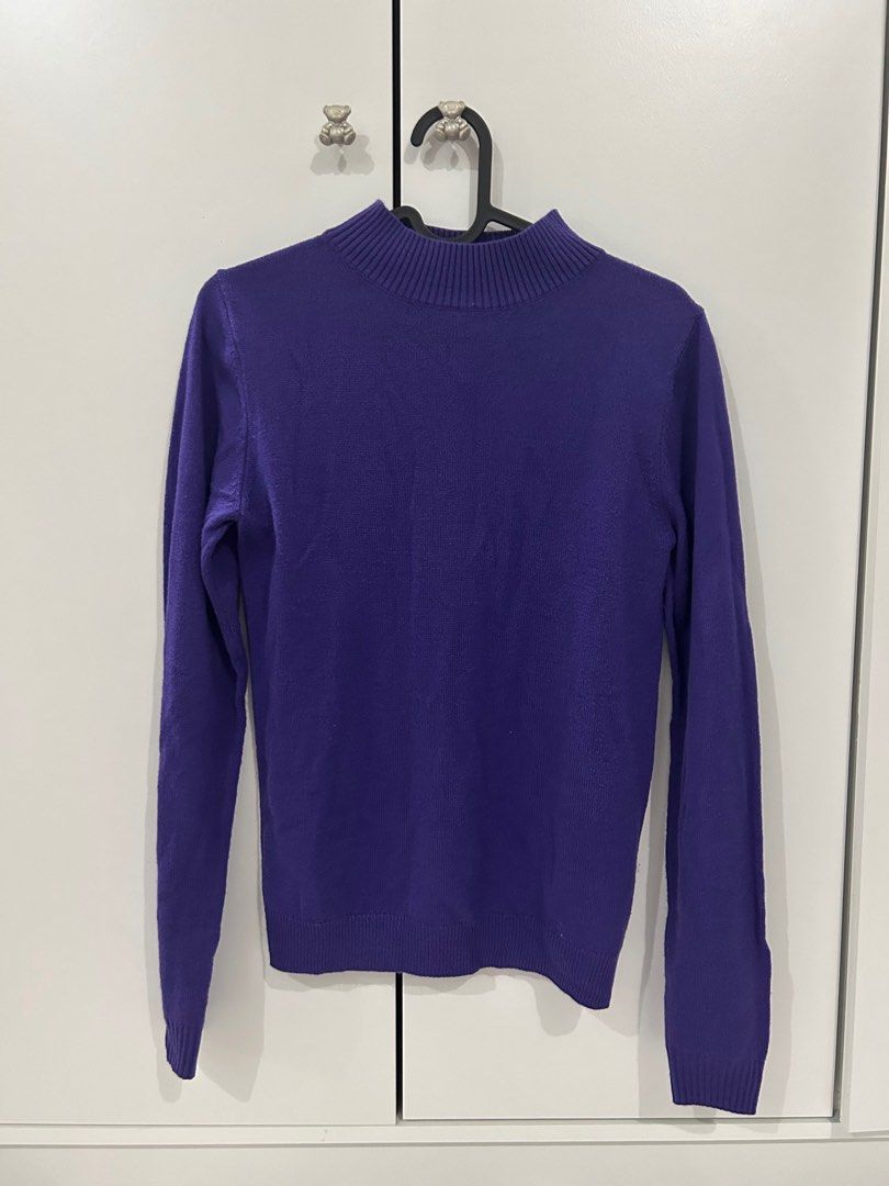 Collusion Purple Mock Neck Sweater Jumper Women s Fashion Tops