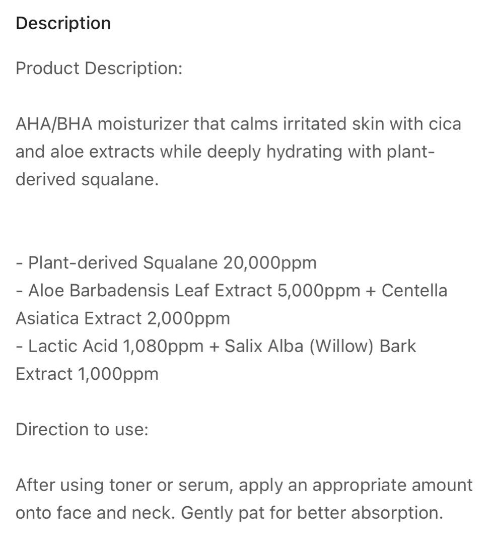 Face Republic Calming AHA/BHA Moisturizer 50ml, Beauty & Personal Care ...