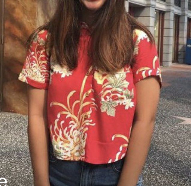 Forever 21 Floral Hawaiian crop shirt red