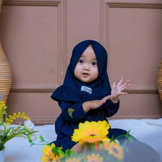 Gamis set anak navy