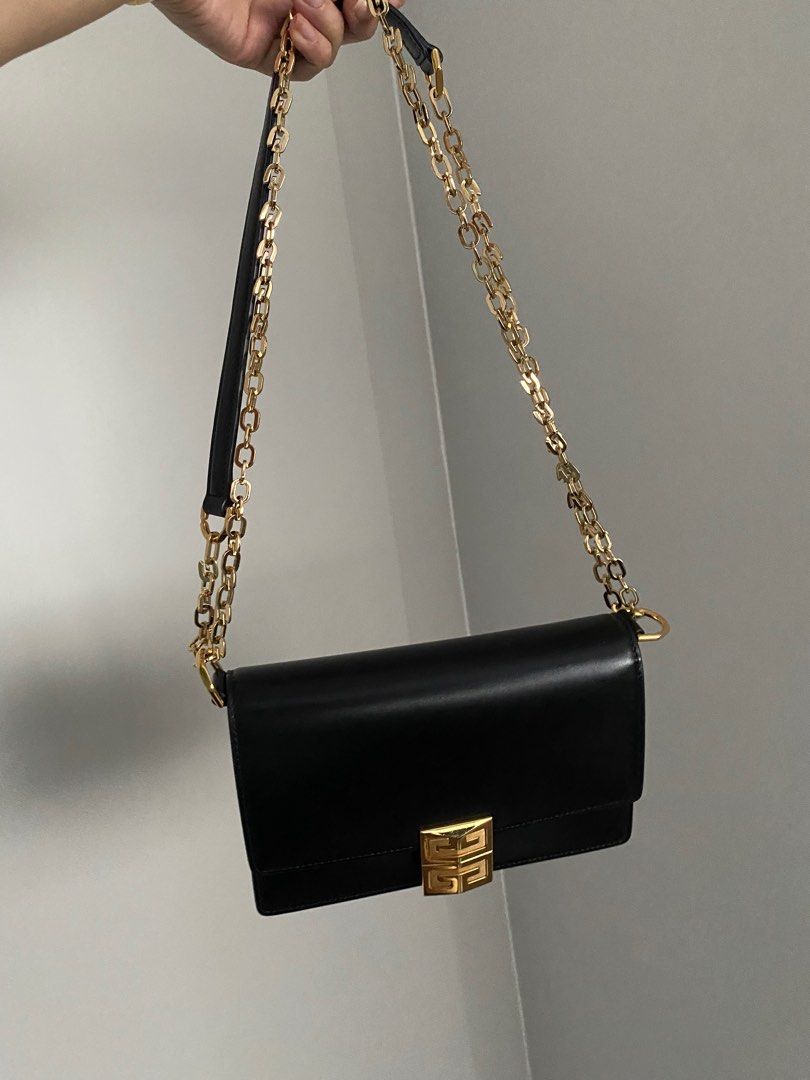 GIVENCHY SMALL 4G BAG in box leather with GOLD CHAIN
