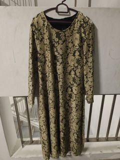 Good condition  Champagne gold modest long sleeve dress with diamonds