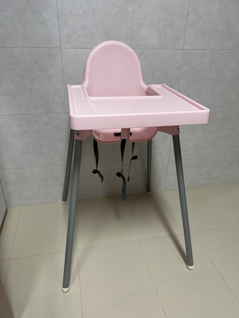 Ikea Antilop pink high chair with tray, Babies & Kids, Nursing