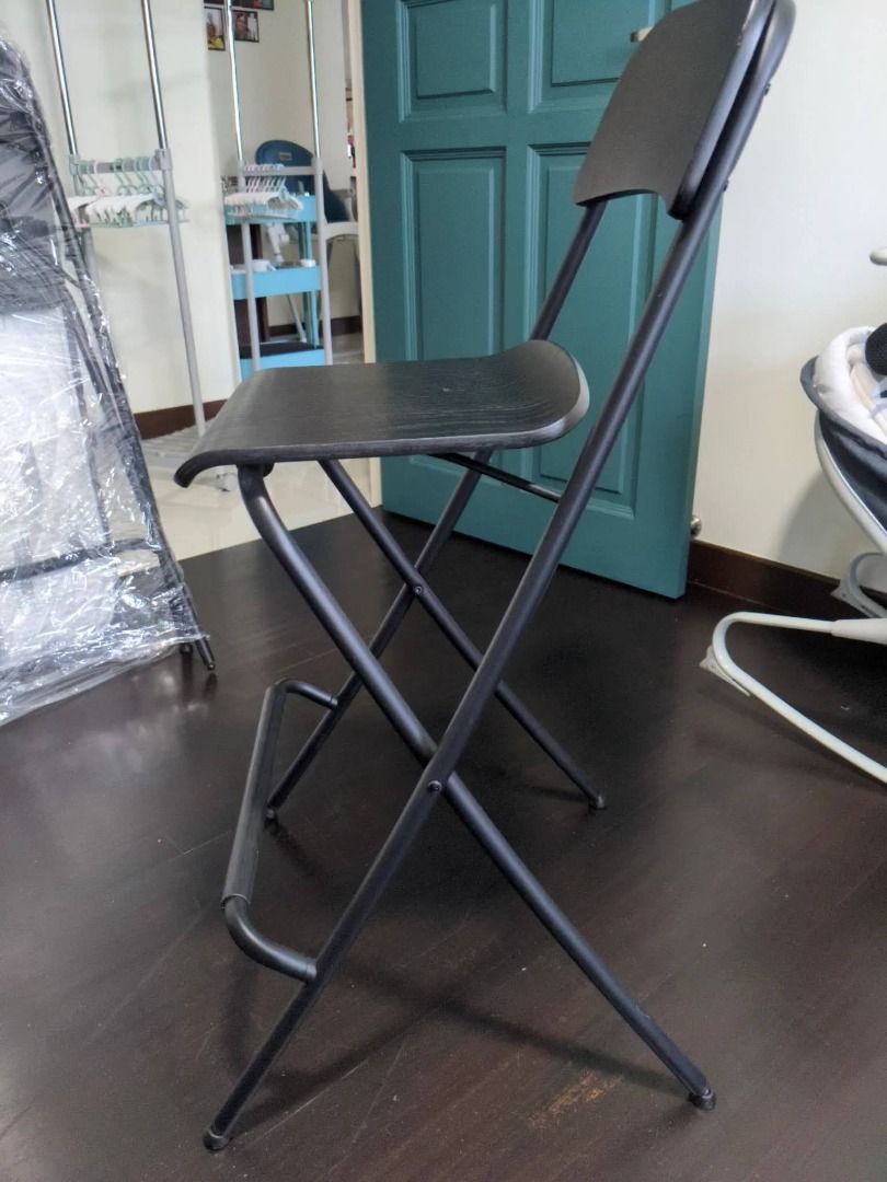 IKEA FRANKLIN Bar stool (2 stools) with backrest footrest, foldable
