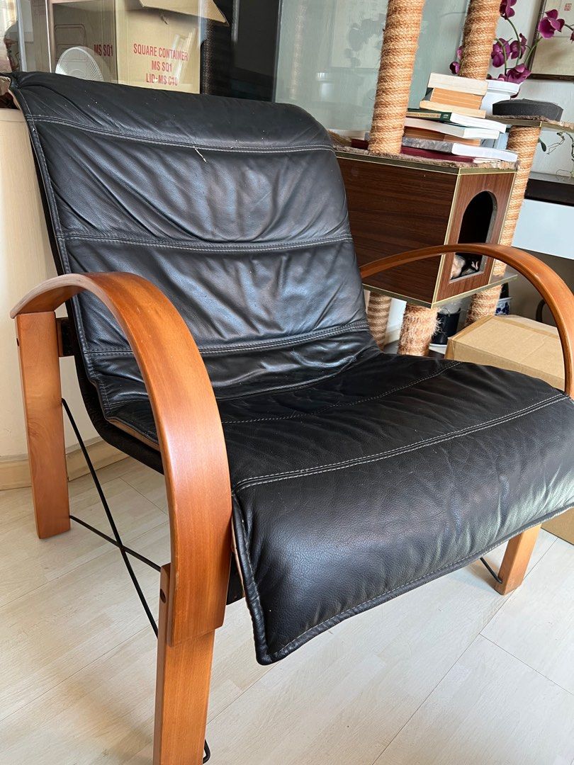 IKEA Leather chair, Furniture & Home Living, Furniture, Chairs on Carousell