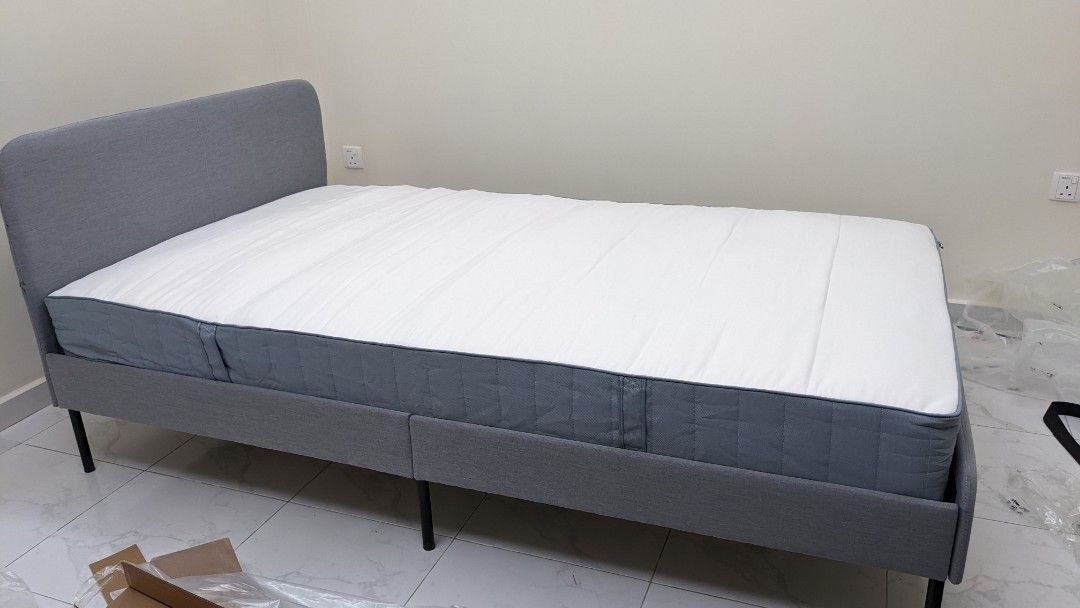 Ikea queen size bed and mattress, Furniture & Home Living, Furniture, Bed Frames & Mattresses on