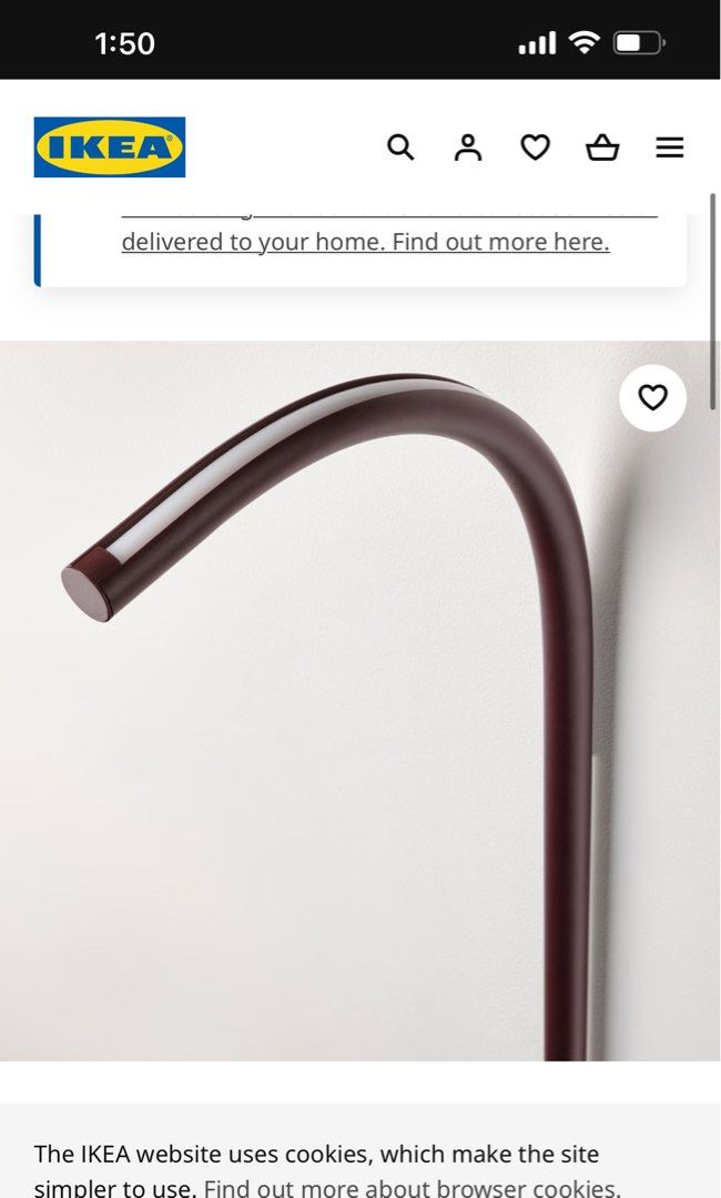 Ikea varmblixt linear wall mount light in dark red , Furniture & Home