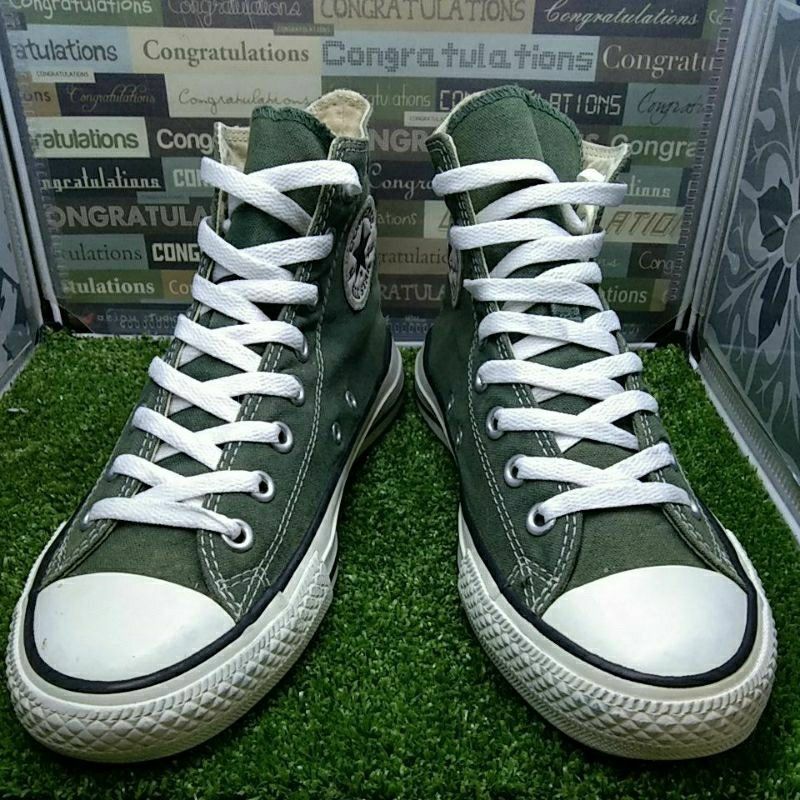 KASUT CONVERSE CHUCK TAYLOR ALL STAR ARMY GREEN HIGHCUT BUNDLE 7.5 UK