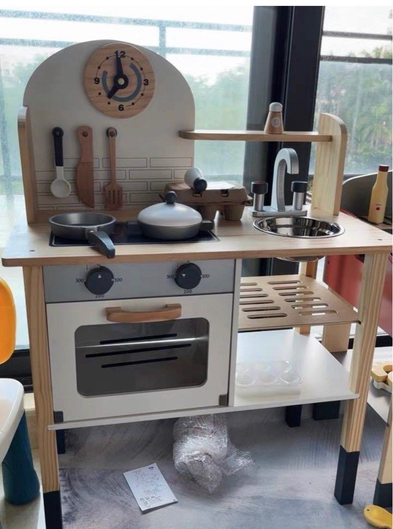 Kitchen Set Kids toy ikea simulation cook pine wood Europe style, Babies & Kids, Baby Monitors
