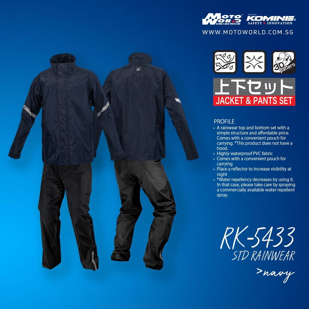 Komine RK 5433 Motorcycle Raincoat and Pants Motorcycles Motorcycle Apparel on Carousell