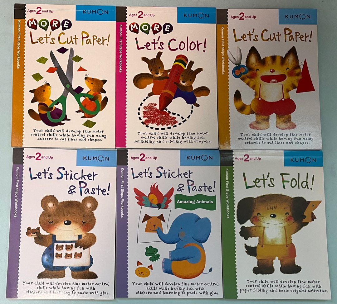 Kumon First Steps Workbooks (6 books)(cut , fold, color, sticker and