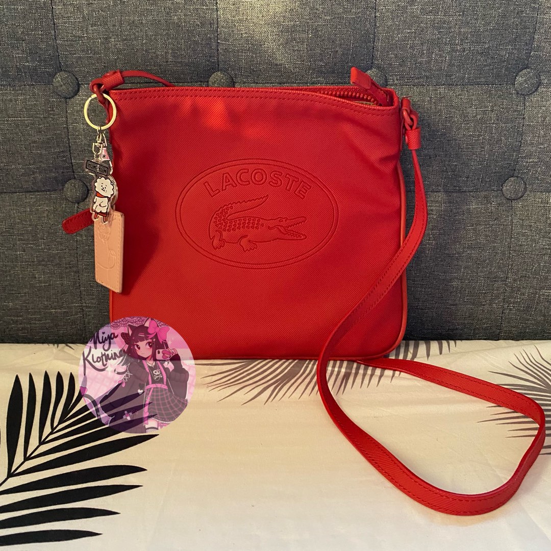 Lacoste red sale sling bag
