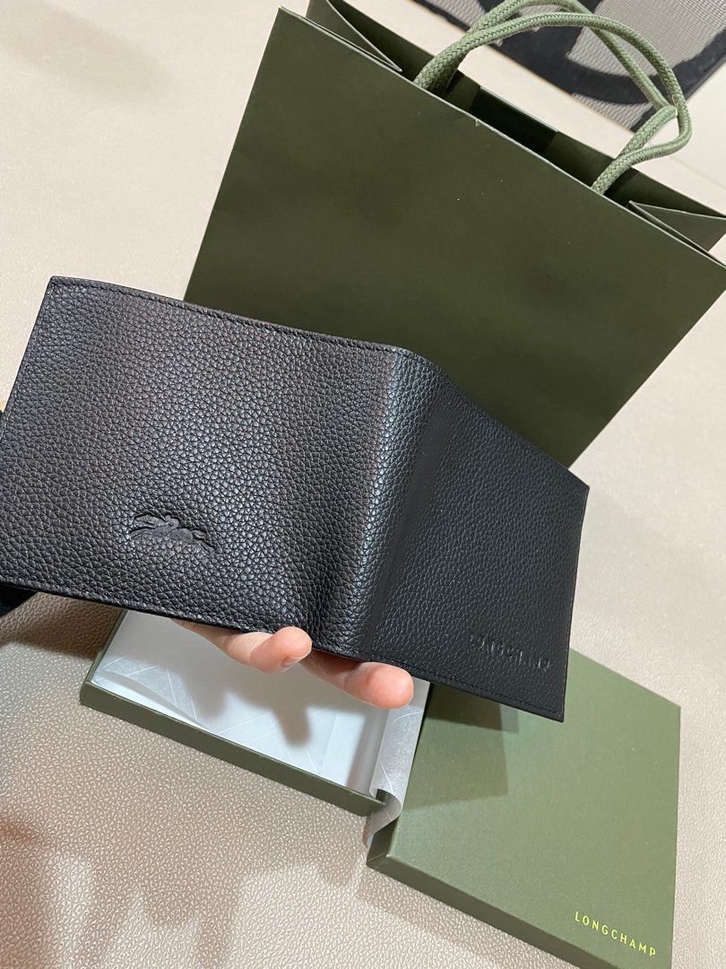 Longchamp 全新經典黑色八卡皮夾(原4500$, 他的時尚, 手錶及配件, 皮夾
