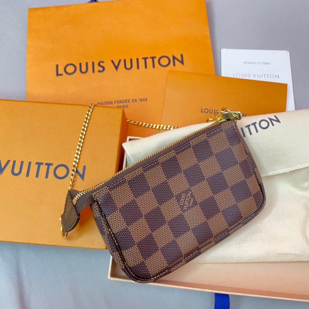 LV Pochette Damier ebene, Luxury, Bags & Wallets on Carousell