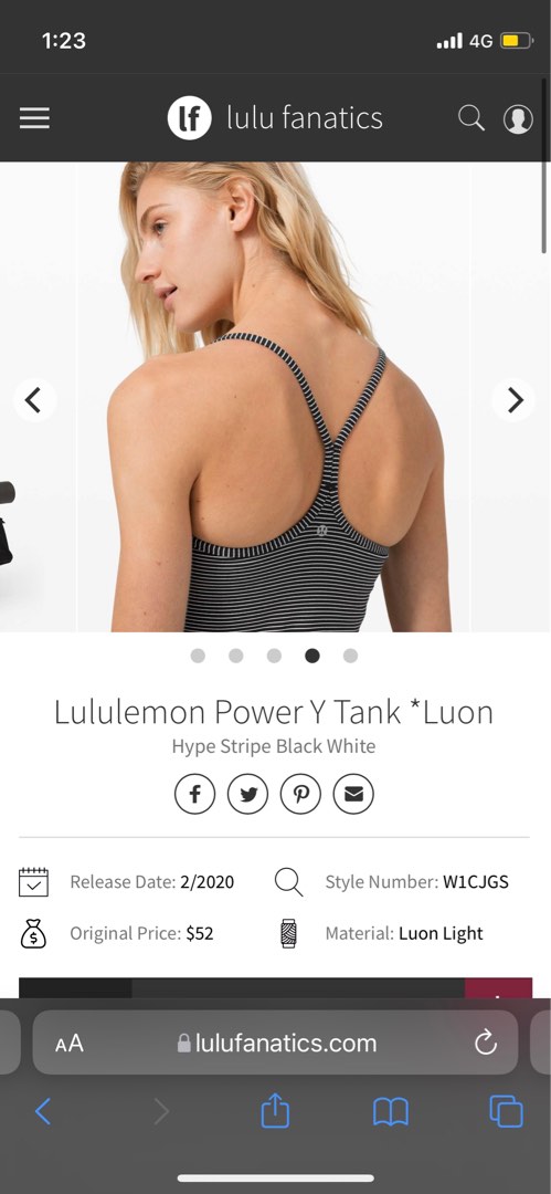 Lululemon power Y tank, Women's Fashion, Activewear on Carousell