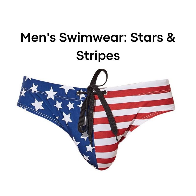 Men's Swimwear Star & Stripes Print with Removable Modesty Padding