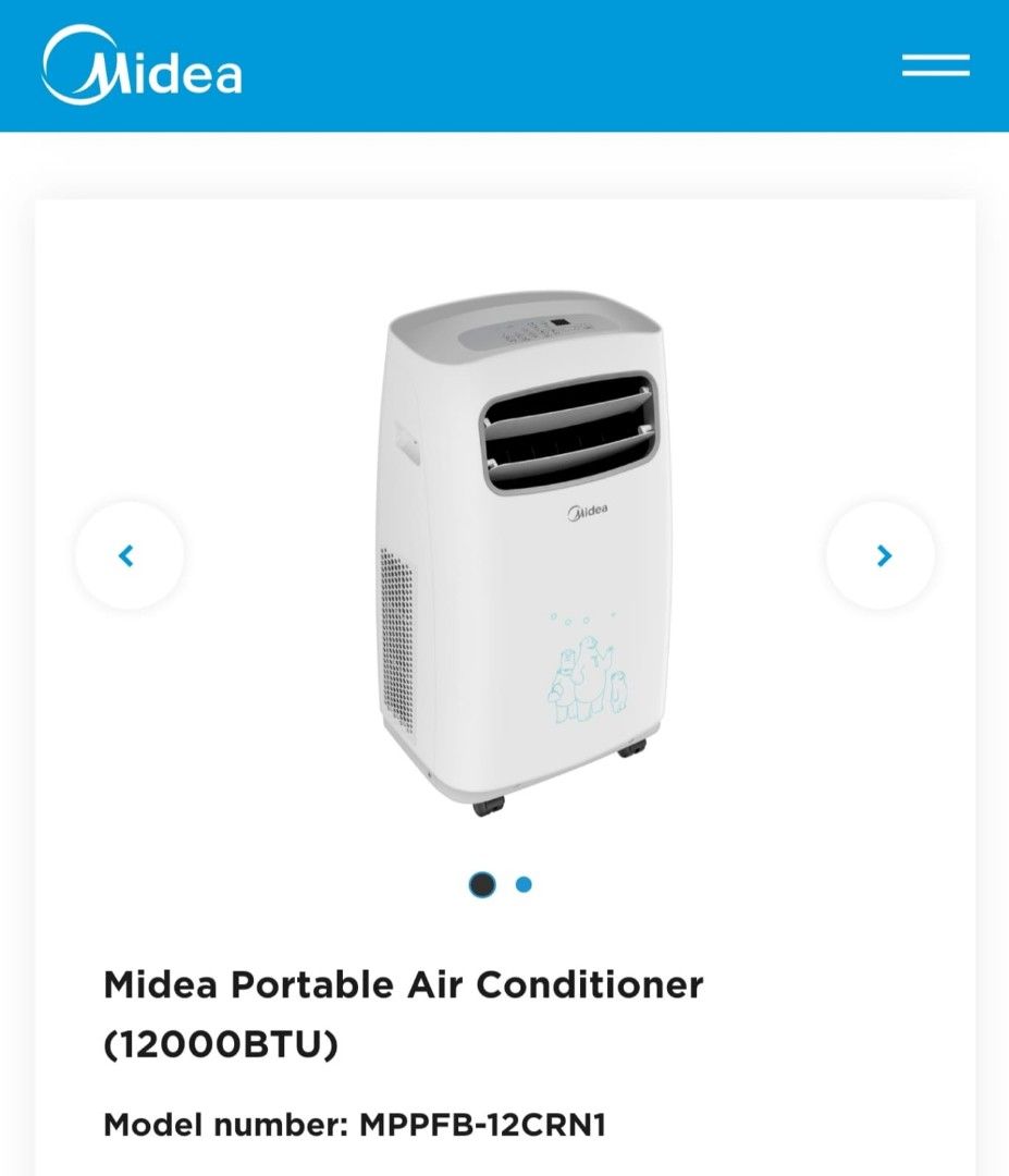 Midea Portable Air conditioner 12000BTU, TV & Home Appliances, Air