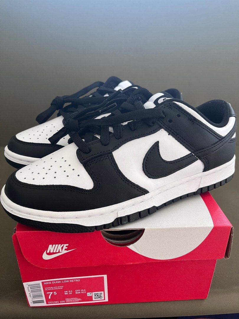 全新25.5公分尋找有緣人NIKE DUNK LOW RETOR 熊貓, 他的時尚, 鞋, 休閒